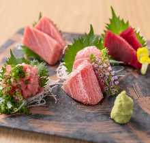 Assorted tuna sashimi
