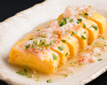 Japanese-style rolled omelet with crab