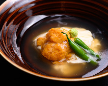 Yuba and sea urchin with ankake sauce