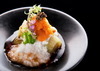 Grilled Eggplant with Grated Japanese Yam & Fresh Sea Urchin Grilled Eggplant with Grated Japanese Yam & Fresh Sea Urchin