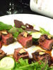 Beef shoulder loin diced steak (rare)