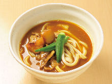 Wheat noodles in a curry broth