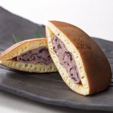 Dorayaki (two pancakes with red bean paste in between)