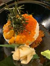 sea urchin and salmon roe bowl
