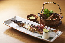 Salted and grilled saury