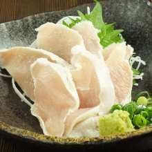 Slightly boiled chicken tenderloin with wasabi