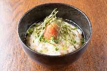 Mentaiko chazuke (marinated cod roe and rice with tea)