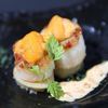 Large Hokkai Japanese Scallops Topped with Saltwater Sea Urchin Large Hokkai Japanese Scallops Topped with Saltwater Sea Urchin