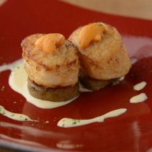 Urchin-grilled scallops