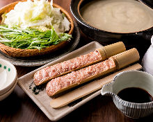 Fresh meatball hot pot with chicken broth
