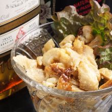 Chicken skin with ponzu