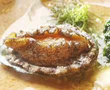 Live abalone sashimi