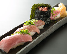 Beef nigiri sushi