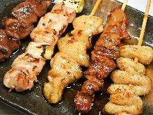 Assorted grilled chicken skewers, 5 kinds