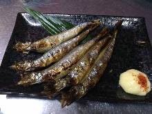 Seared shishamo smelt