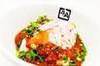 Tofu with soft-boiled egg and spicy ground meat Tofu with soft-boiled egg and spicy ground meat