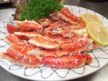 Grilled red king crab leg