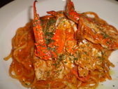 Tomato cream sauce pasta with Japanese blue crab