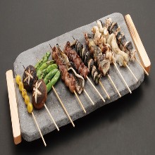 Assorted grilled skewers