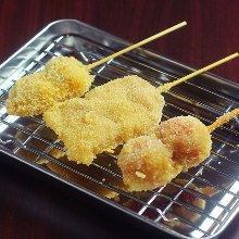 Assorted fried cutlet skewers