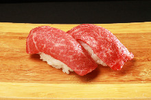 Beef nigiri sushi