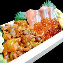 SeaUrchin and Salmon roe and Salmon RiceBowl