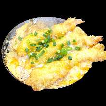 Shrimp Tempura with Egg and broth