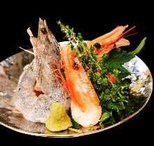 Assorted shrimp sashimi dishes