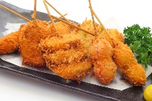 Assorted fried skewers