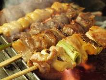 Assorted grilled chicken skewers, 5 kinds