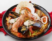 Seafood paella