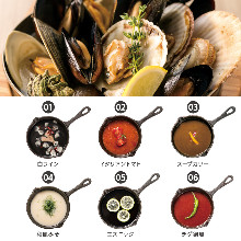 Shellfish of the day, serving all-you-can fill bucket