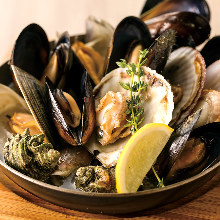 Shellfish of the day, serving all-you-can fill bucket