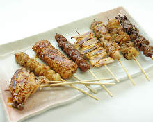 Assorted grilled skewers