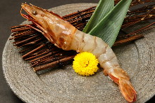 Salted and grilled Japanese tiger prawn