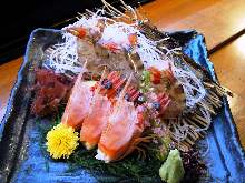 Live Japanese tiger prawn sashimi