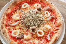 Seafood pizza