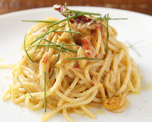 Pasta with cream of sea urchin