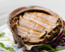 Live abalone sashimi