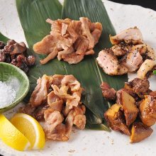 Assorted grilled chicken skewers