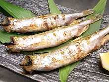 Charcoal grilled shishamo smelt