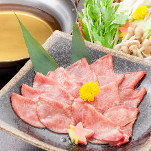 Beef tongue and Japanese leek shabu-shabu