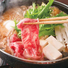 Wagyu beef sirloin sukiyaki