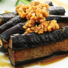 Deep-fried eggplant in broth