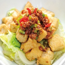 Deep-fried tofu without breading or batter