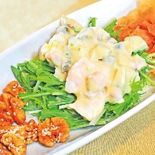 Shrimp and avocado with mayonnaise dressing