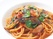 Pasta with eggplant tomato sauce