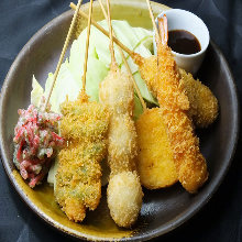 Assorted fried skewers