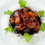 Sweet and sour pork with black vinegar