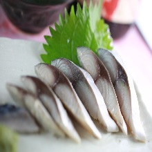 Japanese pickled mackerel sashimi